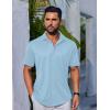 imageCOOFANDY Mens Casual Button Down Shirts Short Sleeve Wrinkle Free Shirt Untucked Summer Stretch Dress ShirtLight Blue