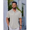 imageCOOFANDY Mens Casual Button Down Shirts Short Sleeve Wrinkle Free Shirt Untucked Summer Stretch Dress ShirtLight Gray