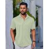imageCOOFANDY Mens Casual Button Down Shirts Short Sleeve Wrinkle Free Shirt Untucked Summer Stretch Dress ShirtLight Green