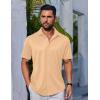 imageCOOFANDY Mens Casual Button Down Shirts Short Sleeve Wrinkle Free Shirt Untucked Summer Stretch Dress ShirtLight Tan