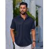 imageCOOFANDY Mens Casual Button Down Shirts Short Sleeve Wrinkle Free Shirt Untucked Summer Stretch Dress ShirtNavy Blue