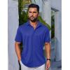 imageCOOFANDY Mens Casual Button Down Shirts Short Sleeve Wrinkle Free Shirt Untucked Summer Stretch Dress ShirtRoyal Blue