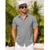 imageCOOFANDY Mens Short Sleeve Button Down Shirt Casual Summer Beach Shirts Vacation Wedding Shirt with PocketAshen Gray