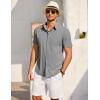 imageCOOFANDY Mens Short Sleeve Button Down Shirt Casual Summer Beach Shirts Vacation Wedding Shirt with PocketAshen Gray