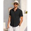 imageCOOFANDY Mens Short Sleeve Button Down Shirt Casual Summer Beach Shirts Vacation Wedding Shirt with PocketBlack