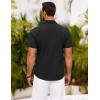 imageCOOFANDY Mens Short Sleeve Button Down Shirt Casual Summer Beach Shirts Vacation Wedding Shirt with PocketBlack