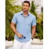 imageCOOFANDY Mens Short Sleeve Button Down Shirt Casual Summer Beach Shirts Vacation Wedding Shirt with PocketBlue