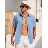 imageCOOFANDY Mens Short Sleeve Button Down Shirt Casual Summer Beach Shirts Vacation Wedding Shirt with PocketBlue