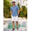 imageCOOFANDY Mens Short Sleeve Button Down Shirt Casual Summer Beach Shirts Vacation Wedding Shirt with PocketCeramic Blue
