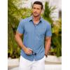 imageCOOFANDY Mens Short Sleeve Button Down Shirt Casual Summer Beach Shirts Vacation Wedding Shirt with PocketCeramic Blue