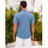 imageCOOFANDY Mens Short Sleeve Button Down Shirt Casual Summer Beach Shirts Vacation Wedding Shirt with PocketCeramic Blue