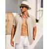 imageCOOFANDY Mens Short Sleeve Button Down Shirt Casual Summer Beach Shirts Vacation Wedding Shirt with PocketCream