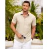imageCOOFANDY Mens Short Sleeve Button Down Shirt Casual Summer Beach Shirts Vacation Wedding Shirt with PocketCream