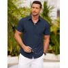 imageCOOFANDY Mens Short Sleeve Button Down Shirt Casual Summer Beach Shirts Vacation Wedding Shirt with PocketIndigo