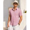 imageCOOFANDY Mens Short Sleeve Button Down Shirt Casual Summer Beach Shirts Vacation Wedding Shirt with PocketLotus Pink