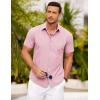 imageCOOFANDY Mens Short Sleeve Button Down Shirt Casual Summer Beach Shirts Vacation Wedding Shirt with PocketLotus Pink