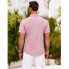 imageCOOFANDY Mens Short Sleeve Button Down Shirt Casual Summer Beach Shirts Vacation Wedding Shirt with PocketLotus Pink