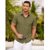 imageCOOFANDY Mens Short Sleeve Button Down Shirt Casual Summer Beach Shirts Vacation Wedding Shirt with PocketOlive Drab