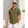 imageCOOFANDY Mens Short Sleeve Button Down Shirt Casual Summer Beach Shirts Vacation Wedding Shirt with PocketOlive Drab