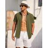 imageCOOFANDY Mens Short Sleeve Button Down Shirt Casual Summer Beach Shirts Vacation Wedding Shirt with PocketOlive Drab