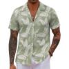 imageCOOFANDY Hawaiian Shirts for Men Short Sleeve Casual Button Down Shirt Tropical Summer Beach ShirtGreen Palm Leaf