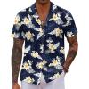 imageCOOFANDY Hawaiian Shirts for Men Short Sleeve Casual Button Down Shirt Tropical Summer Beach ShirtNavy Tropical Leaf