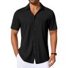 imageCOOFANDY Mens Casual Button Down Shirts Short Sleeve Wrinkle Free Shirt Untucked Summer Stretch Dress ShirtBlack