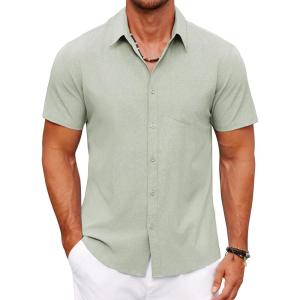 imageCOOFANDY Mens Short Sleeve Button Down Shirt Casual Summer Beach Shirts Vacation Wedding Shirt with PocketMint Green