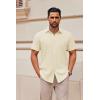 imageCOOFANDY Mens Casual Button Down Shirts Short Sleeve Summer Untucked Dress ShirtsBeige