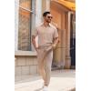 imageCOOFANDY Mens Casual Button Down Shirts Short Sleeve Summer Untucked Dress ShirtsKhaki