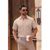 imageCOOFANDY Mens Casual Button Down Shirts Short Sleeve Summer Untucked Dress ShirtsKhaki