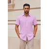 imageCOOFANDY Mens Casual Button Down Shirts Short Sleeve Summer Untucked Dress ShirtsLavender