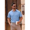 imageCOOFANDY Mens Casual Button Down Shirts Short Sleeve Summer Untucked Dress ShirtsLight Blue