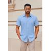 imageCOOFANDY Mens Casual Button Down Shirts Short Sleeve Summer Untucked Dress ShirtsLight Blue