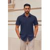 imageCOOFANDY Mens Casual Button Down Shirts Short Sleeve Summer Untucked Dress ShirtsNavy Blue