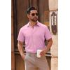imageCOOFANDY Mens Casual Button Down Shirts Short Sleeve Summer Untucked Dress ShirtsPink