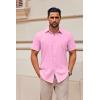 imageCOOFANDY Mens Casual Button Down Shirts Short Sleeve Summer Untucked Dress ShirtsPink