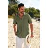 imageCOOFANDY Mens Casual Linen Shirt Short Sleeve Button Down Shirt Summer Beach Shirts with PocketArmy Green