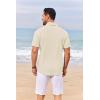 imageCOOFANDY Mens Casual Linen Shirt Short Sleeve Button Down Shirt Summer Beach Shirts with PocketBeige