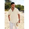 imageCOOFANDY Mens Casual Linen Shirt Short Sleeve Button Down Shirt Summer Beach Shirts with PocketBeige