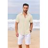 imageCOOFANDY Mens Casual Linen Shirt Short Sleeve Button Down Shirt Summer Beach Shirts with PocketBeige