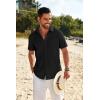 imageCOOFANDY Mens Casual Linen Shirt Short Sleeve Button Down Shirt Summer Beach Shirts with PocketBlack