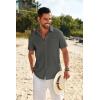 imageCOOFANDY Mens Casual Linen Shirt Short Sleeve Button Down Shirt Summer Beach Shirts with PocketDark Grey