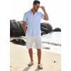 imageCOOFANDY Mens Casual Linen Shirt Short Sleeve Button Down Shirt Summer Beach Shirts with PocketLight Blue