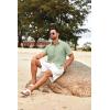 imageCOOFANDY Mens Casual Linen Shirt Short Sleeve Button Down Shirt Summer Beach Shirts with PocketLight Green