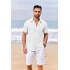 imageCOOFANDY Mens Casual Linen Shirt Short Sleeve Button Down Shirt Summer Beach Shirts with PocketWhite