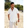 imageCOOFANDY Mens Casual Linen Shirt Short Sleeve Button Down Shirt Summer Beach Shirts with PocketWhite
