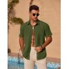 imageCOOFANDY Mens Casual Short Sleeve Shirts Summer Beach Shirt Button Down Textured Shirts Vacation Hawaiian ShirtsArmy Green