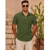 imageCOOFANDY Mens Casual Short Sleeve Shirts Summer Beach Shirt Button Down Textured Shirts Vacation Hawaiian ShirtsArmy Green