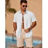 imageCOOFANDY Mens Casual Short Sleeve Shirts Summer Beach Shirt Button Down Textured Shirts Vacation Hawaiian ShirtsAwhite